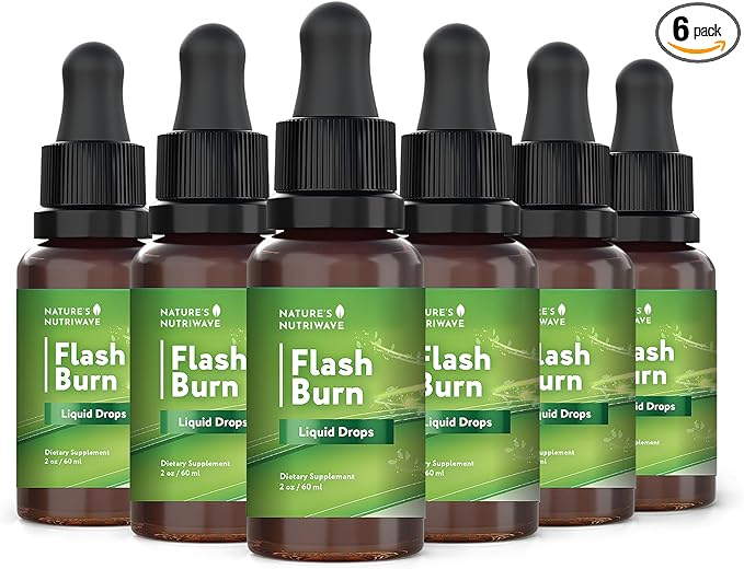 Flash Burn – Natural Plant-Based Liquid Supplement with Maca Grape Seed Green Tea &amp Ginseng – Made in USA Non-GMO Gluten-Free Dairy-Free Vegetarian - 2 Fl Oz (40 mL) 6 Month Supply