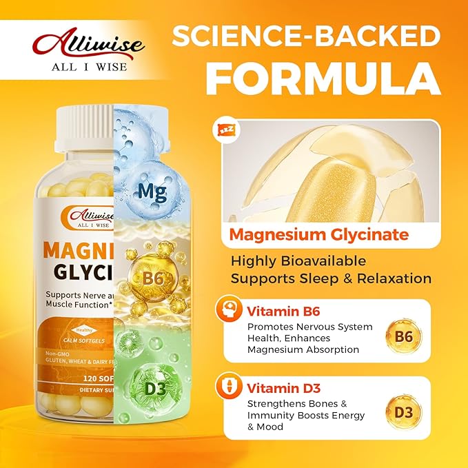 2pack Magnesium Supplement Softgels Easy Absorption Magnesium Glycinate 400mg with Vitamin B6D3 High Bioavailability Magnesium for Sleep &amp Calm Support Nervous Muscle &amp Bone Health240cou