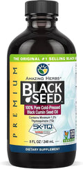 Amazing Herbs Premium Liquid Black Seed Oil - Cold Pressed with Nigella &amp Sativa Aids in Digestive Health Omegas 3 6 &amp 9 Immune Support Brain Function Non GMO for Men and Women - 8 Fl Oz