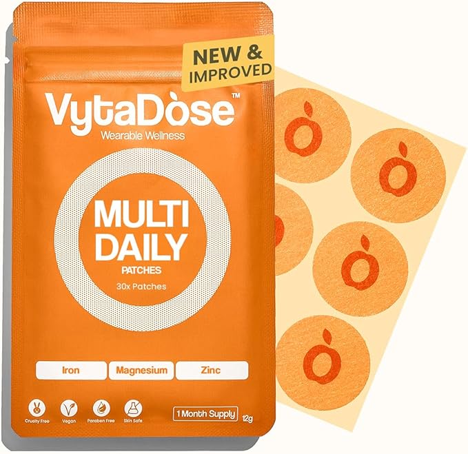 Multivitamin Patches | Hair Growth for Women | Topical Daily Iron Biotin &amp Vitamin Patches Supports Thicker Hair Skin &amp Nails | Vegan Water-Resistant | Kind to Sensitive Skin | 30 Count