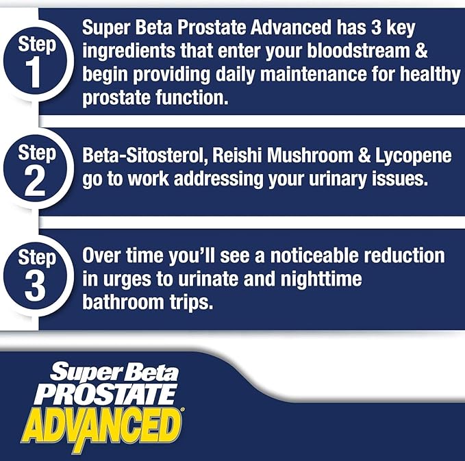 Super Beta Prostate Advanced Prostate Supplement for Men – Reduce Bathroom Trips Promote Sleep Support Urinary Health &amp Bladder Emptying. Beta Sitosterol not Saw Palmetto. (60 Caplets 1-Bottle)