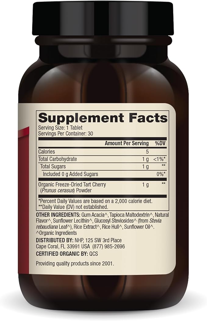 Dr. Mercola Organic Chewable Tart Cherry - Antioxidant Support - Made from Whole-Fruit Montmorency Cherries - USDA Organic - Stevia Sweetened - 30 Tablets