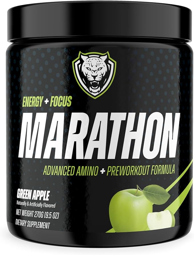 6AM Run Marathon | Running Supplements for Endurance &amp Stamina | Amino Energy with BCAAs for a Clean Pre Running Fuel | No Jitters | Marathon Essentials | Green Apple | 30 Servings