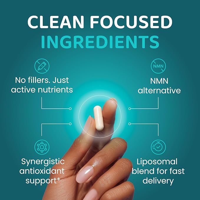 NAD+ Elite Complex – Direct NAD+ 300 mg with Urolithin A Resveratrol CoQ10 &amp Antioxidant Blend – Cellular Energy Mitochondrial Support &amp Healthy Aging – Vegan Non-GMO- 60 Capsules (Pack of