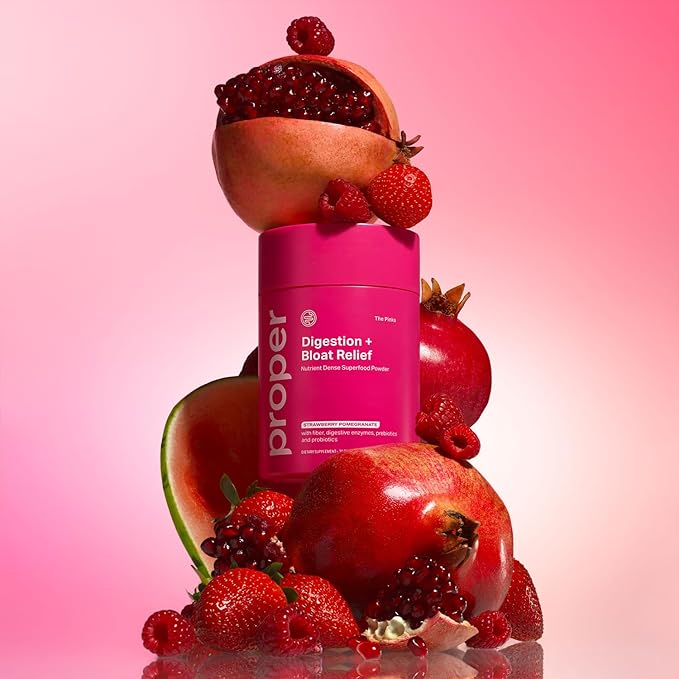 Proper The Pinks Digestion and Bloat Relief. Drink Mix with Gut Health Probiotics Prebiotics Beet Root &amp Enzymes for Digestive Support. Bloating and Microbiome Supplement for Women and Men