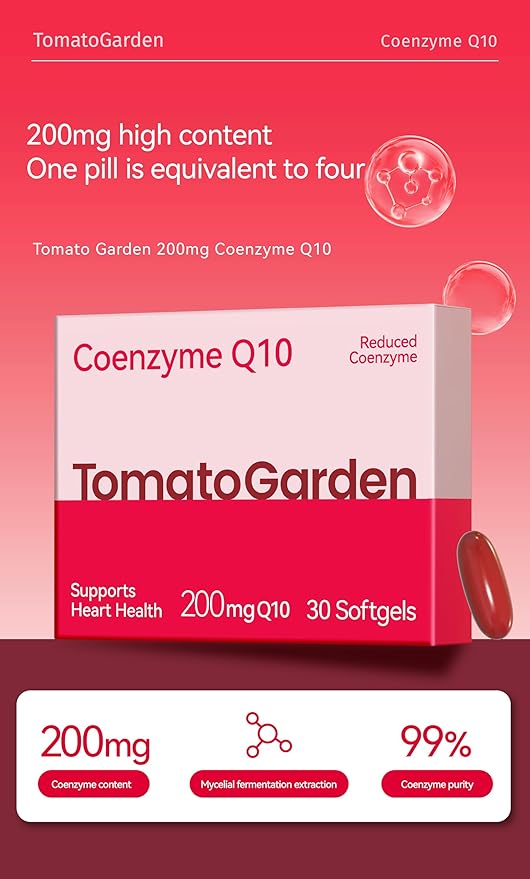 Coenzyme Q10 200mg Heart Health Support 30 Softgels High Purity Q10 Supplement