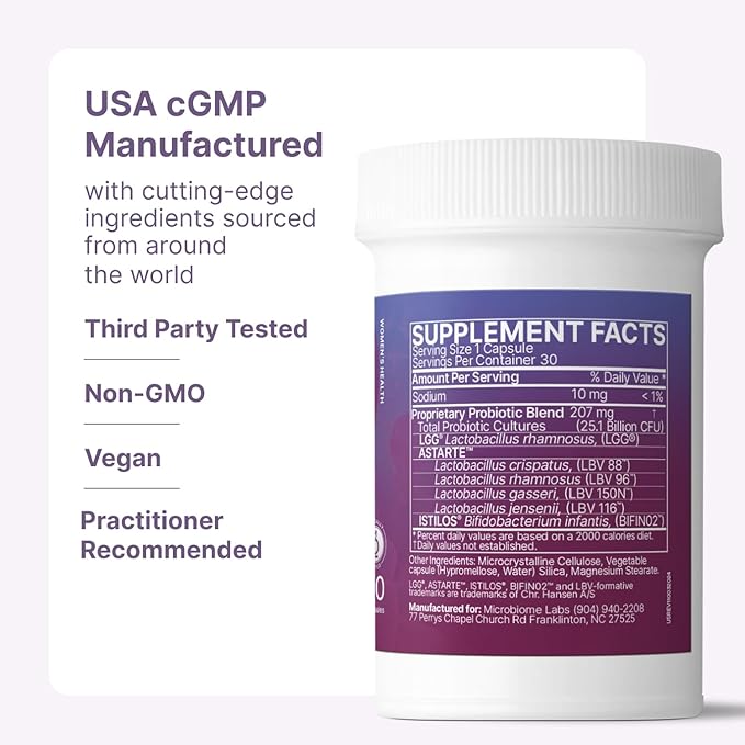 Microbiome Labs Pregnancy Support - Prenatal &amp Postpartum Probiotics for Women - Probiotic Supplements to Support Gut Health &amp A Balanced Vaginal Microbiome Through Breastfeeding (30 Capsules)