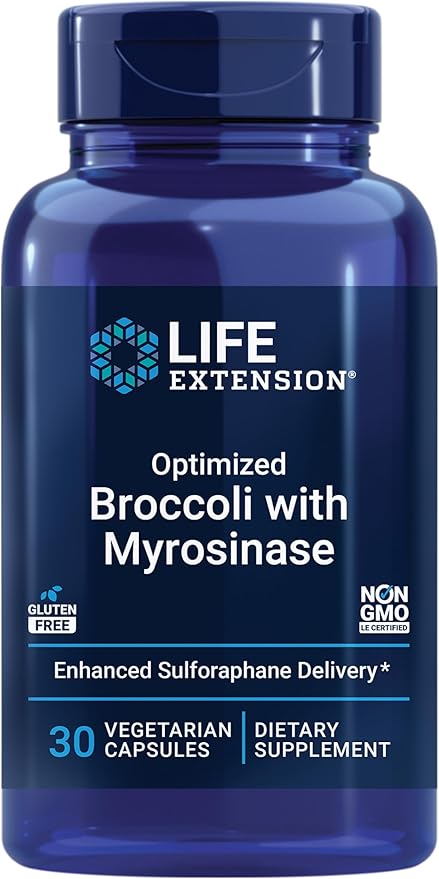 Life Extension Optimized Broccoli with Myrosinase Liver and Detox Supplement Advanced bioavailable Once-Daily Non-GMO Vegetarian Gluten-Free 30 Capsules
