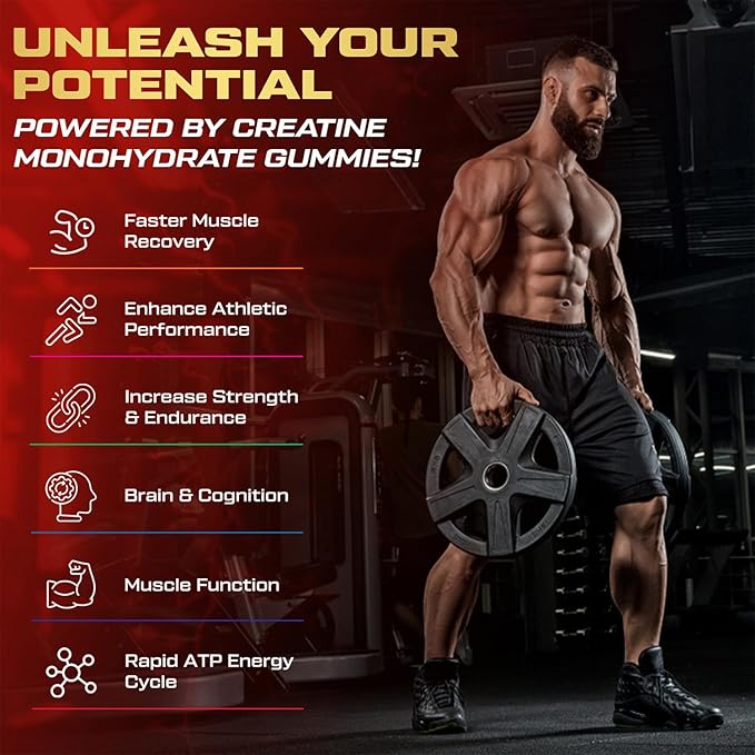 KUKALY Creatine Monohydrate Gummies for Men &amp Women 9000MG Creatine Gummies Sugar Free - Mixed Flavored with L-Taurine BCAA 2:1 B12 B6 for Boost Strength Focus &amp Endurance Vegan Non-GMO