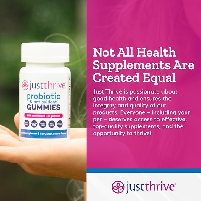 Just Thrive Probiotic Gummies - Kids Men and Womens Probiotic - for Digestive and Overall Health 30 Count