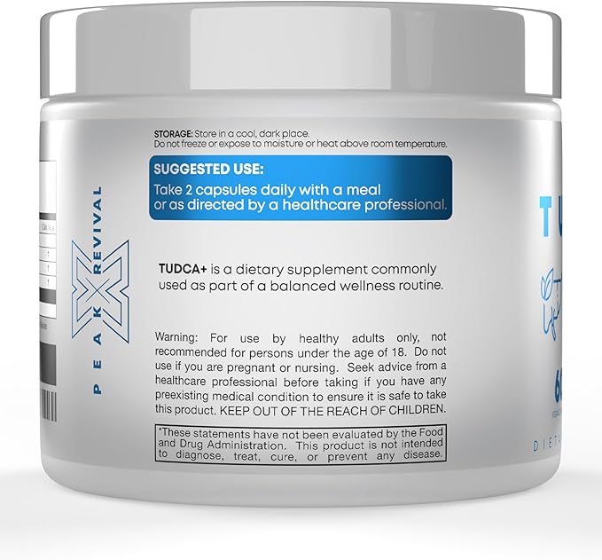 TUDCA+ 1000mg Bile Salt Supplement for Liver Support Detoxification Digestive Health and Skin Health - Made in the USA (60 Vegan Capsules)
