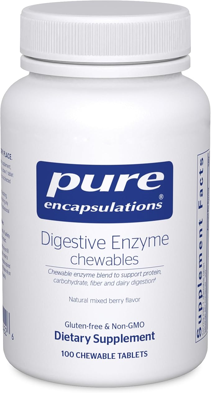 Pure Encapsulations Digestive Enzyme Chewables | Chewable Enzyme Blend to Support Protein Carbohydrate Fiber and Dairy Digestion | 100 Chewable Tablets