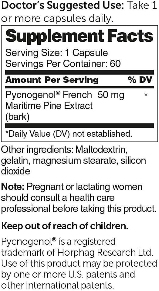 Dr. Whitaker's Clinical Grade Pycnogenol 50mg 60 Capsules (60-Day Supply) (Pack of 2)