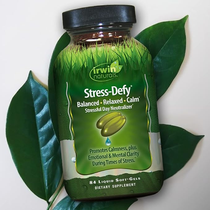 Irwin Naturals Stress-Defy Mood Support – 84 Liquid Soft-Gels – Calm Balance &amp Emotional Wellness