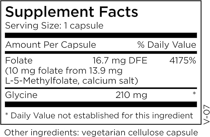 MethylPro L-Methylfolate 10 mg - Supports a Healthy Mindset - Active Folate for Methylation Support &amp Biochemical Reactions - Highly Bioavailable - 30 Servings - 30 Capsules