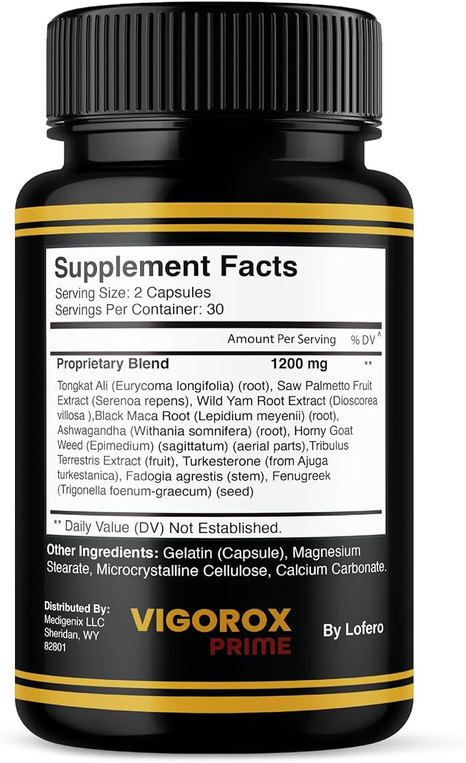 Vigorox Prime Capsules VigoroxPrime Advanced Maximum Strength Performance Pills For Men Premium All-Natural Ingredients Formula for Overall Health &amp Wellness Support Capsulas Pastillas (60 capsu