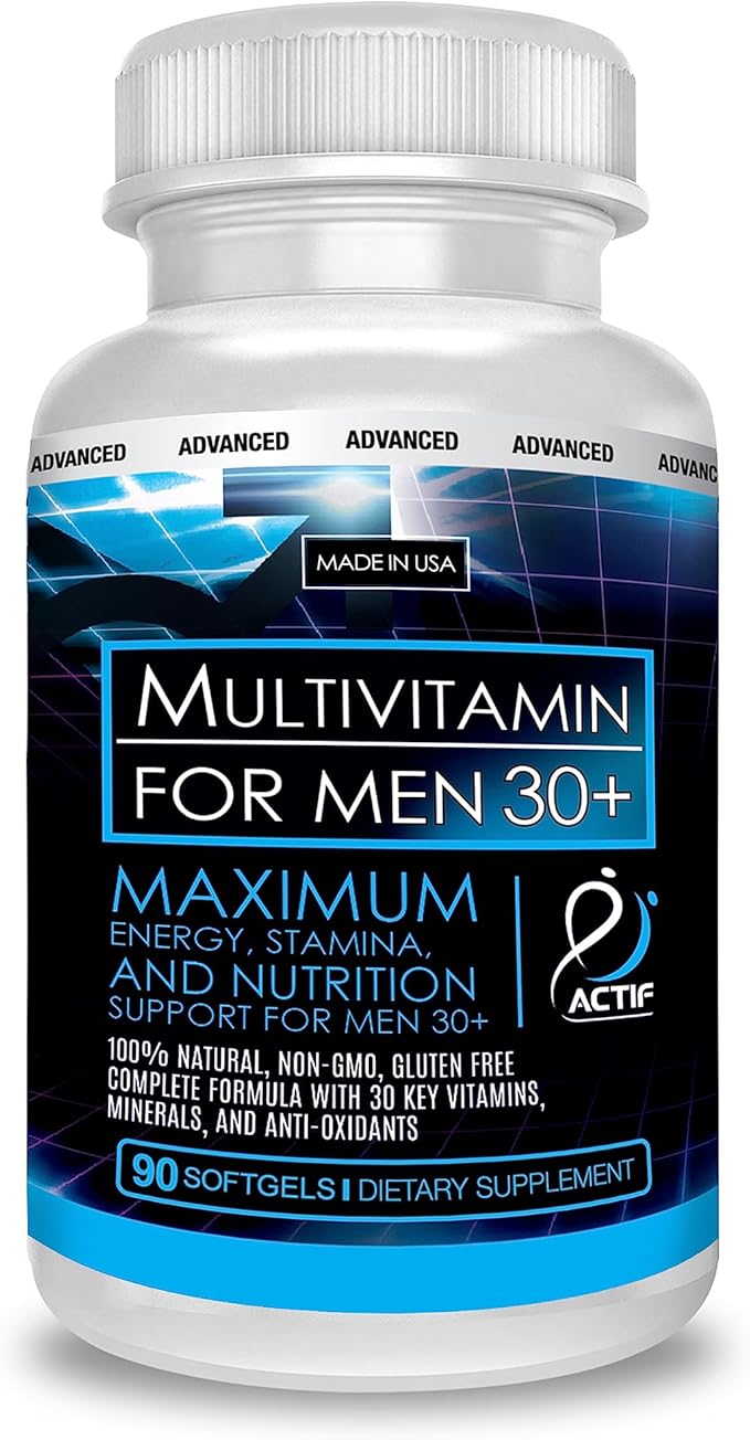 ACTIF Organic Multivitamin for Men Age 30+ with 30 Organic Vitamins and Organic Herbs Non-GMO Made in USA 90 Count