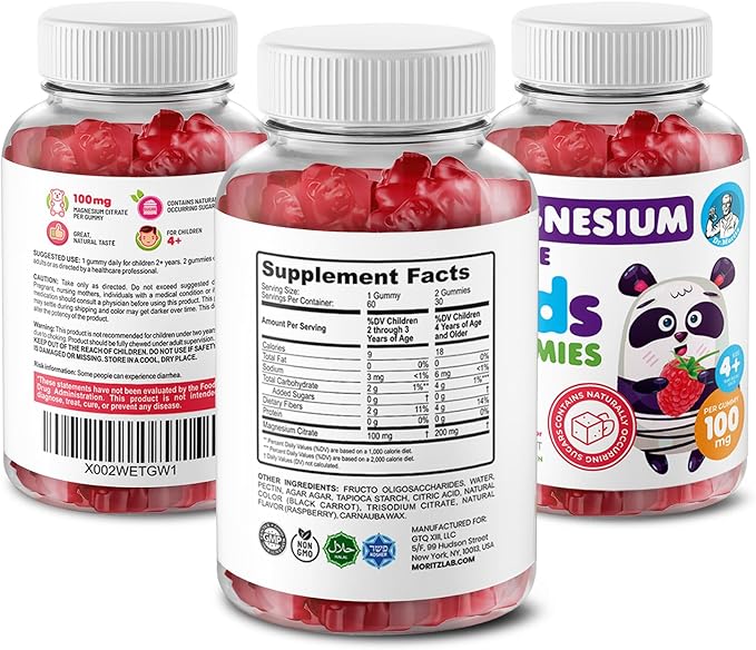 DR. MORITZ Calm Magnesium Gummies for Kids (60 Count 2 Pack) and Kids Omega 3 Gummies (90 Count) Bundle - Low Sugar Vegetarian No Fish Oil