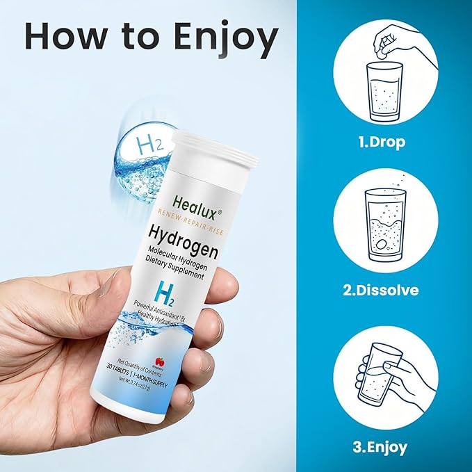 Hydrogen Water Tablets 12 PPM – Molecular H₂ Tablets with Magnesium | H2 TAB Antioxidant Support for Energy Cellular Health Recovery &amp Cognitive Function 60 Count Raspberry