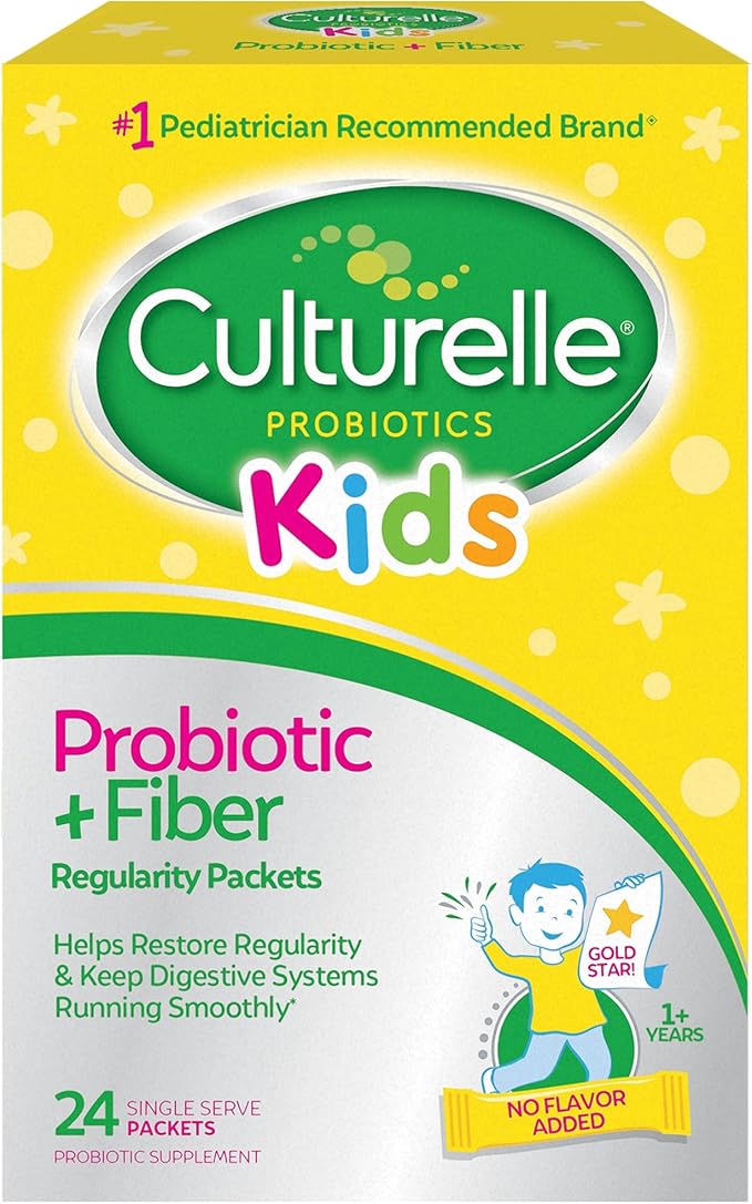 Culturelle Kids Probiotic + Fiber Packets (Ages 3+) - 24 Count - Digestive Health &amp Kids Purely Probiotics Packets Daily Supplement Helps Support Kids’ Immune