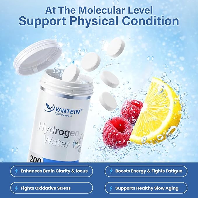 H2 Molecular Hydrogen Tablets with Magnesium - 100 Tablets Hydrogen Water Tablets for Athletic Recovery Energy &amp Cellular Health – Lemon &amp Raspberry Variety