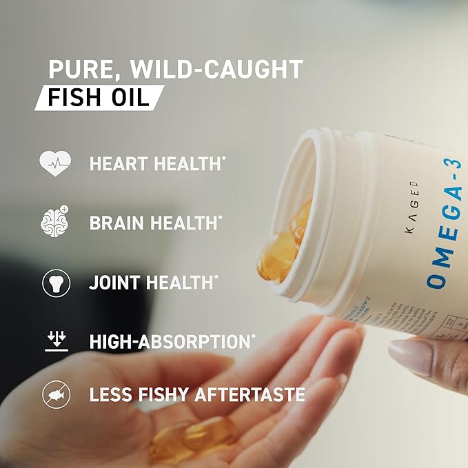 Kaged Omega 3 Softgels | Unflavored | Fish Oil Supplement | 3000mg Omega 3 Fatty Acid with EPA &amp DHA | Ultra-Pure No Fish Burps | Supplements for Men &amp Women | 30 Servings
