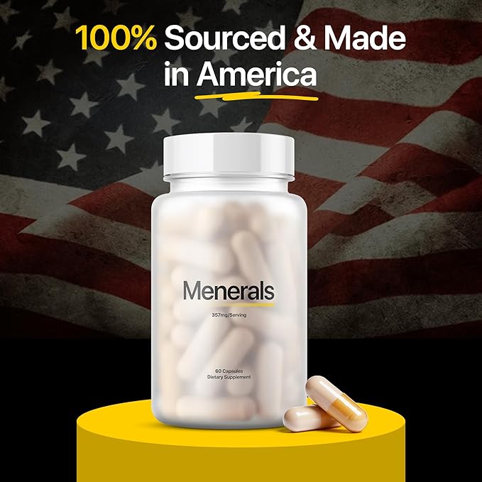 Menerals Mens Multivitamin – Powerful All in One Mineral Supplement for Men – Natural Trace Minerals with Fulvic Acid from Rich American Soil – Supports Daily Energy Vitality Focus and Mens Health