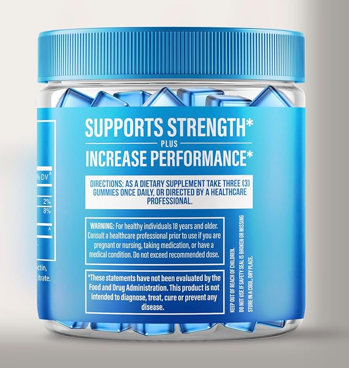 Creatine Gummies with 5g Creatine Monohydrate for Men and Women - Strength Endurance Muscle - Micronized Clean HCL Balanced Instantized Creatina Gummy Monohidratada en Polvo USA Made (90 Gummies)