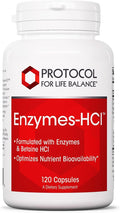 PROTOCOL FOR LIFE BALANCE Enzymes-HCl - Digestive Enzymes with Bromelain - Full Spectrum of Proteases - Digestion Supplement - Soy &amp Dairy Free - 120 Capsules