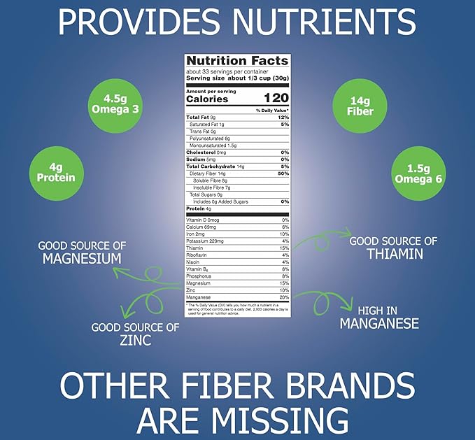 All-Natural Organic Fiber Powder Supplement Plant-Based Whole Food Ingredients No Artificial Colors or Flavors