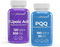 LongLifeNutri R-Alpha Lipoic Acid 300 mg + PQQ 20 mg Bundle - 120-180 Vegetarian Capsules Cellular Energy &amp Metabollic Function Daily Energy &amp Mental Performance GMP Certified Made in USA