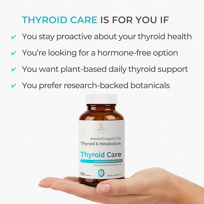 Thyroid Support Supplement for Women &amp Men – Organic Seaweed Iodine Formula with Kelp Bladderwrack &amp Dulse – Plant-Based No Synthetic Iodine – Supports Healthy Thyroid Function – 90 Capsules