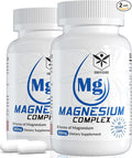 Magnesium Complex Supplement 8 Forms 500mg Magnesium Glycinate Malate Citrate High Absorption Mg for Calm Sleep Mood &amp Healthy Muscle Pack of 2 Total 120 Vegan Capsules