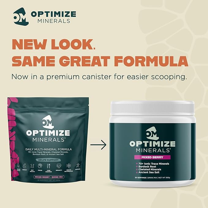 Optimize Minerals Vitamins and Mixed Berry Bundle | All in-One Supplement Pack Ionic Trace Mineral Blend Electrolyte and Micronutrient Support
