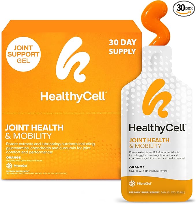 Healthycell Joint Health &amp Mobility Daily Liquid Supplement - Joint Support Supplement Inflammation Response Cartilage &amp Flexibility with Curcumin Glucosamine &amp Chondroitin - 30 Gel Pac