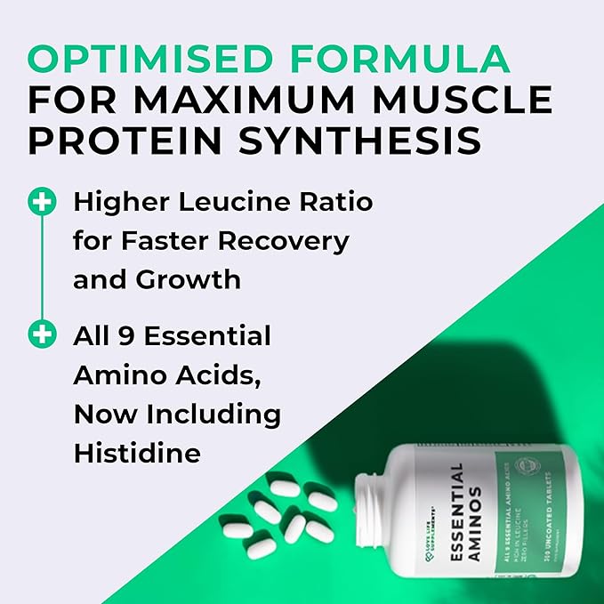 Essential Amino Acids - 300 Easy To Swallow Tablets / 60 Servings - All 9 EAA Amino Acids with All 3 BCAA's Plus 6 More EAAs to Build and Repair Muscle 5-10g per Serving High in Leucine and Vegan