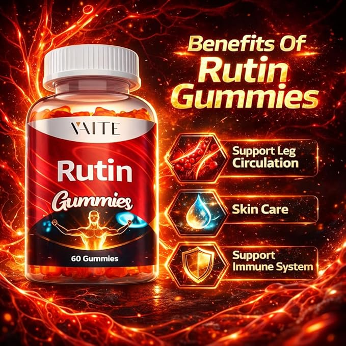 Rutin Supplement 500mg - Sophora Japonica Extract with Quercetin - Antioxidant Gummies for Men and Women - Vein and Leg Wellness - Flavonoid Complex for Daily Vascular Support - 60 Gummies