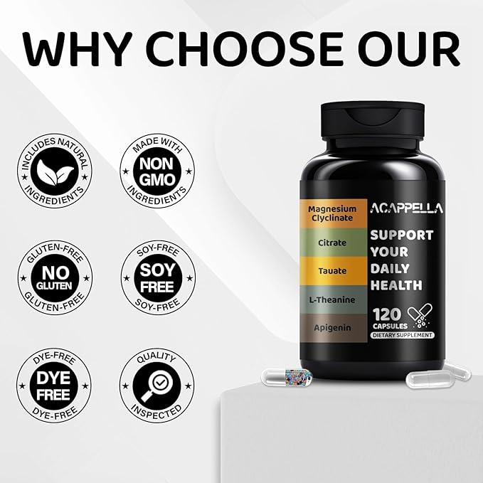ACAPPELLA Magnesium Complex with Glycinate Citrate Malate Taurate Aspartate Gluconate Orotate Chloride Magnesium Complex Supplement (1)
