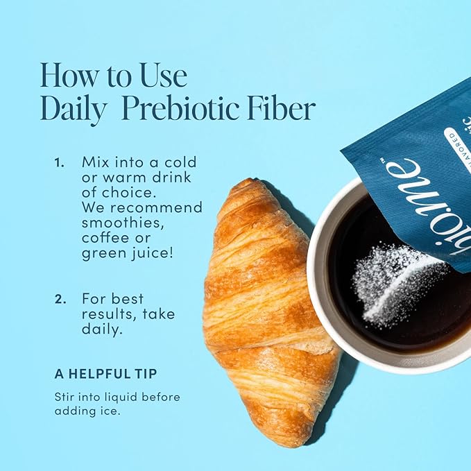 Bio.me Daily Prebiotic Fiber Powder Unflavored - 20 Travel Packs 7g Per Serving - Soluble &amp Insoluble Fiber Supplement for Women &amp Men - Digestive Health &amp Gut Health - GLP-1 Friendly Su