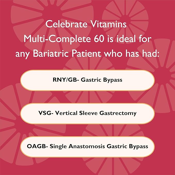 Celebrate Vitamins Multi-Complete Chewables 60mg Iron – Daily Bariatric Multivitamin for Sleeve Gastrectomy &amp Gastric Bypass Surgery Patients – Essential Vitamins &amp Minerals - Tropical (180 T