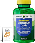 Spring Valley Magnesium 400 mg Tablets for Bone &amp Muscle Health 250 Count Bundle with Lual's 45 Diabetes Decoded