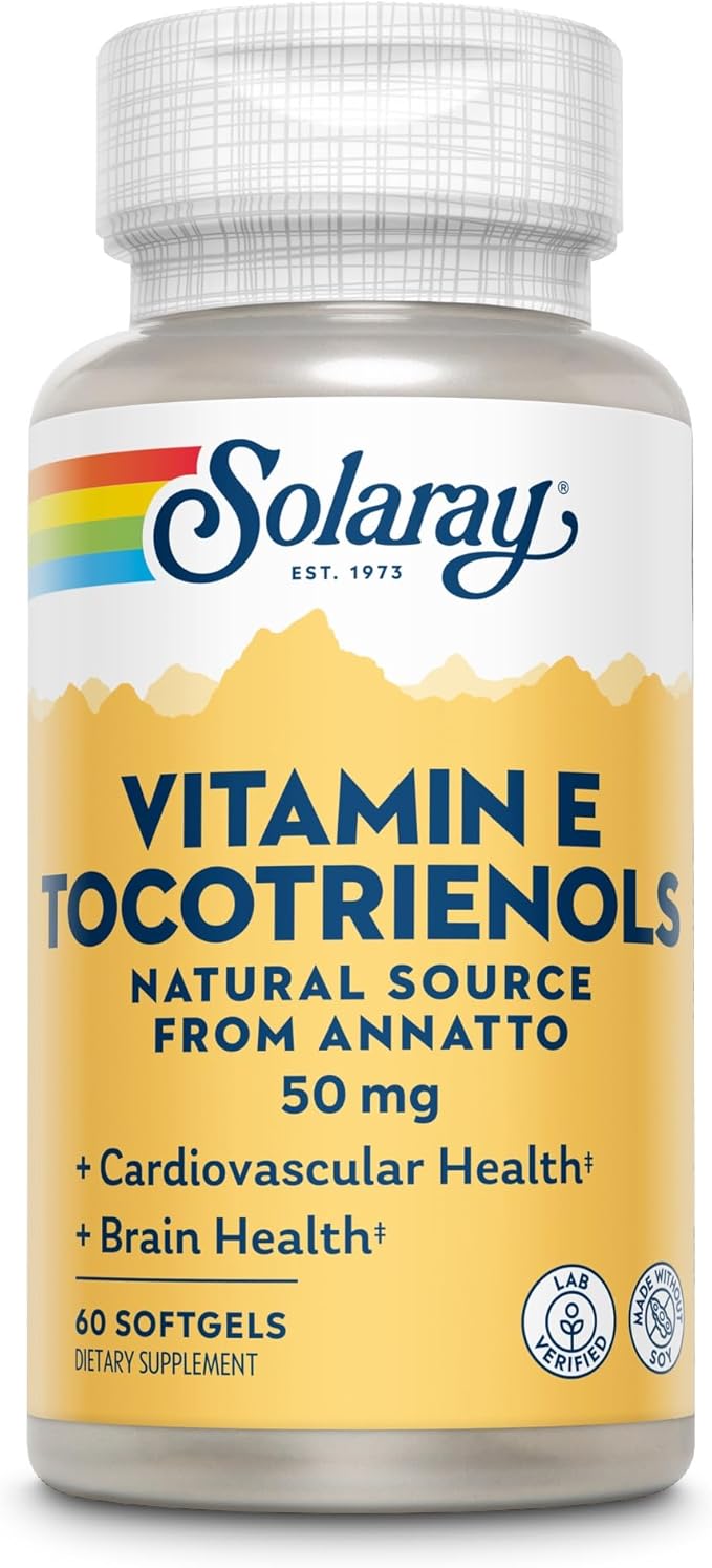 SOLARAY Vitamin E Tocotrienols 50mg | Healthy Brain Function Support | Soy Free | 50ct