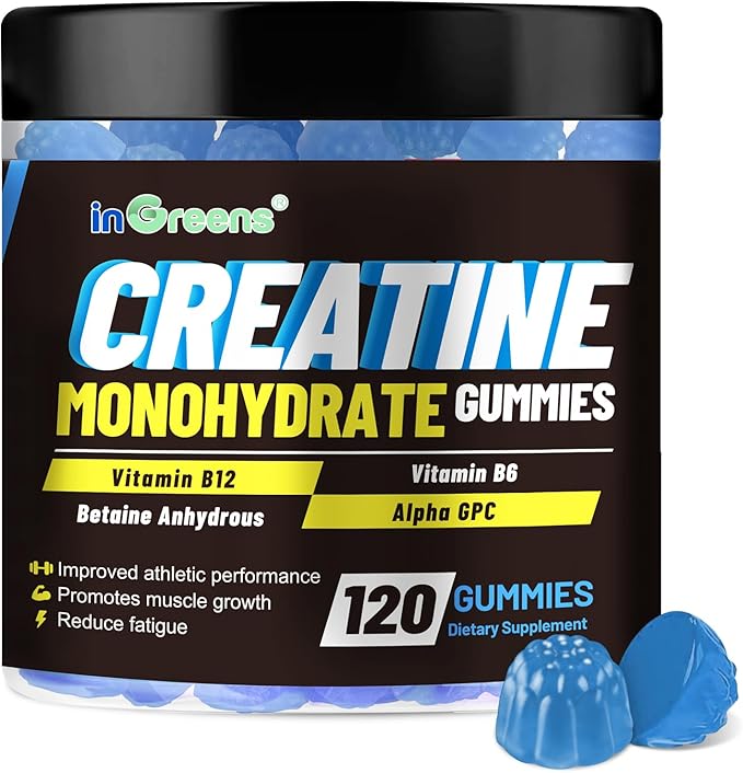 inGreens Creatine Monohydrate Gummies 6g per Serving Sugar Free Creatine Supplements for Men &amp Women Chewable Creatine for Muscle Growth Strength Energy &amp Recovery Gluten Free 120 Count