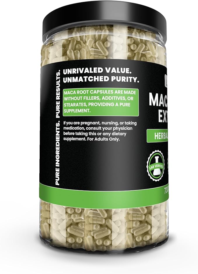 PURE ORIGINAL INGREDIENTS Maca Root (730 Capsules) No Magnesium Or Rice Fillers Always Pure Lab Verified