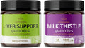HERBAMAMA Liver Support and Milk Thistle Kit - Bundle of Liver Support Complex &amp 1500mg Milk Thistle Gummies - Vegan Non GMO Gelatin-Free - 2 Pack