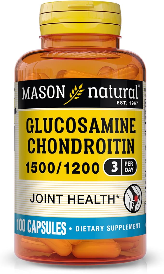 MASON NATURAL Glucosamine Chondroitin 1500/1200 with Vitamin C Supports Joint Health for Normal Flexibility &amp Mobility* 100 Capsules 1 Month Supply