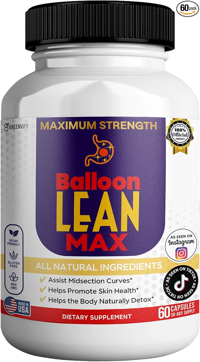 Balloon Lean Max Maximum Strength Dietary Supplement 60 Capsules Natural Ingredients 30-Day Supply (1)