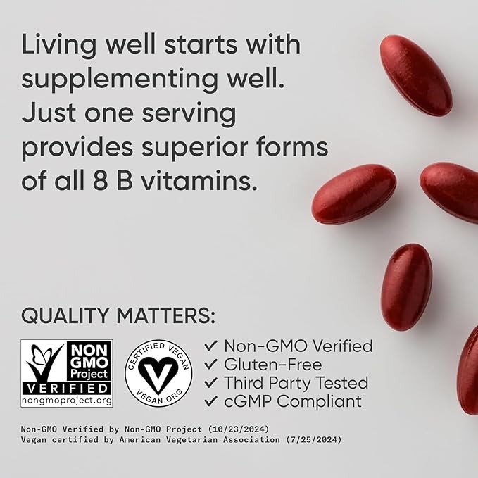 Sports Advanced B-Complex with Methylated Folate &amp B12-3 Month-Supply - Vegan Gluten Free Non-GMO Energy - 180 Count + Exclusive Vitamin Guide Adv