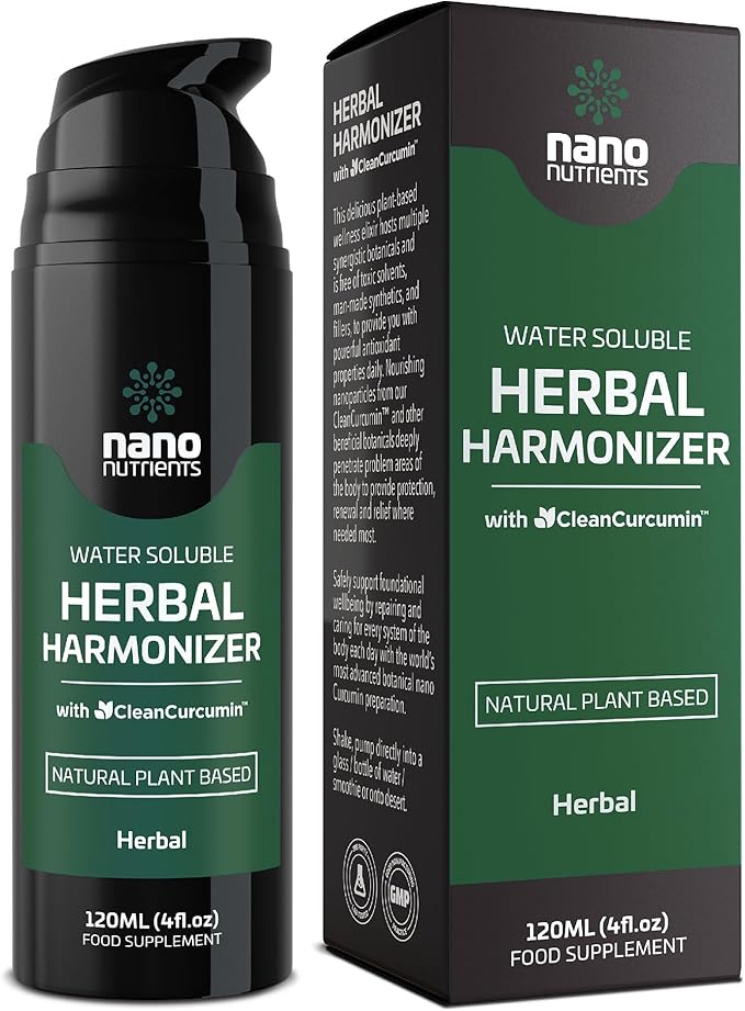 Herbal Harmonizer with CleanCurcumin(TM) - Multi Botanical Antioxidants Supplement - Water Soluble - Nano Curcumin - Holistic Wellness Defender - Healthy Drink Mix (4 fl.oz Herbal)