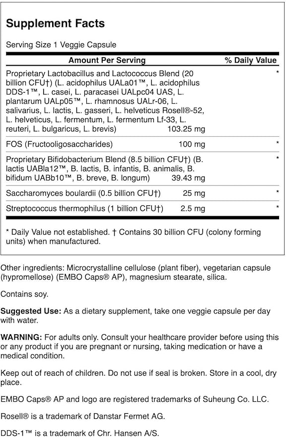 Swanson Ultra Probiotic Complex 30 Billion Cfu 60 Veg Capsules